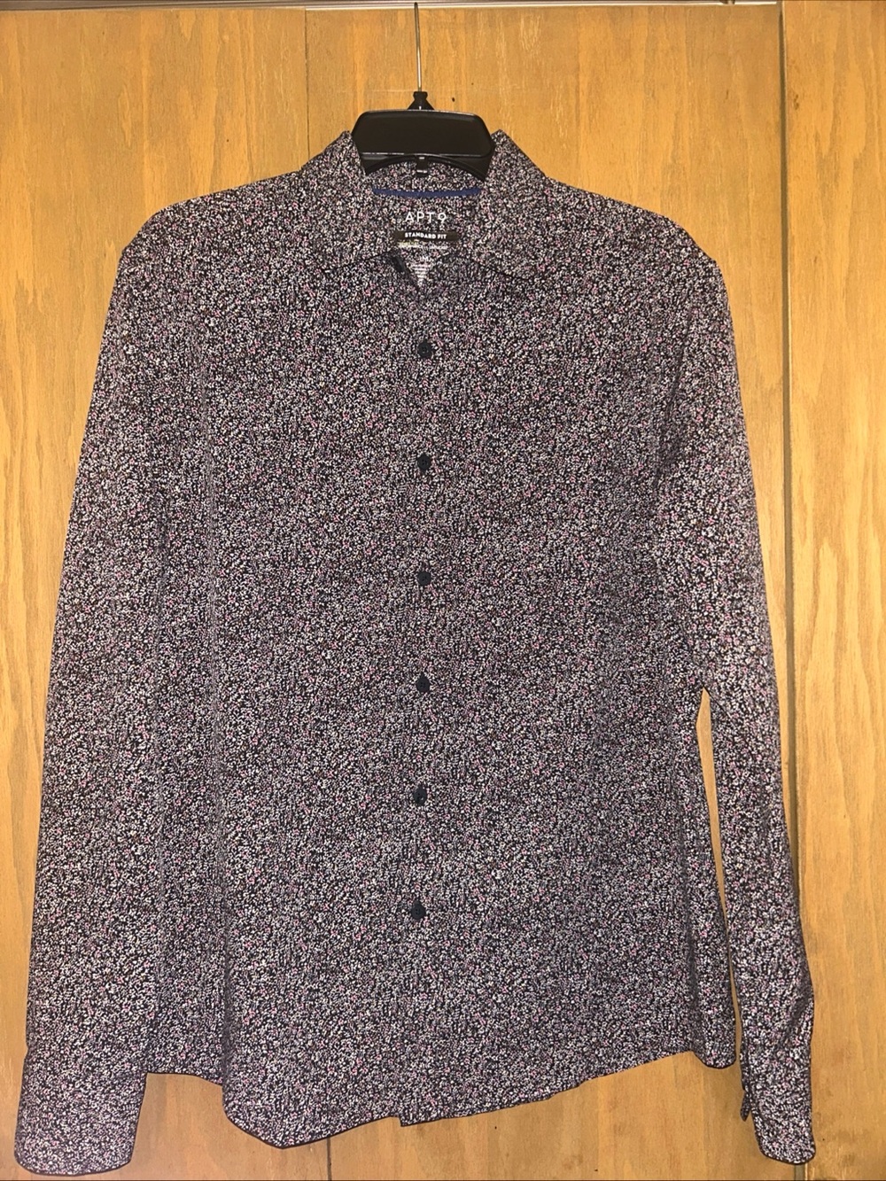 Apt. 9 Black and Pink Micro Floral Button-Down Untucked